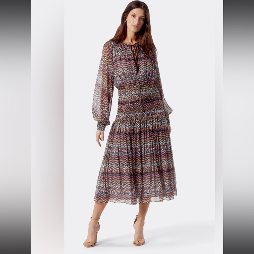 Joie Women's Pink Athal Tiered Printed Silk-georgette Midi Dress - Picture 1 of 5